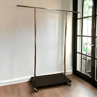Clothes Rack Free Standing Chrome Extendable Frame with Handmade Black Shelf - 5