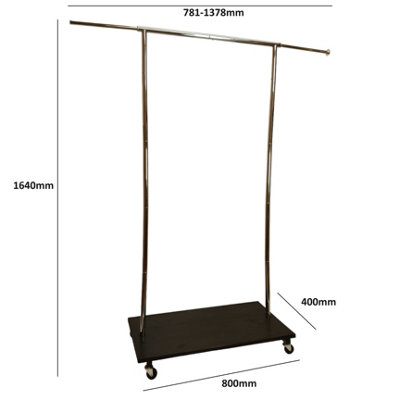 Clothes Rack Free Standing Chrome Extendable Frame with Handmade Black Shelf - 9