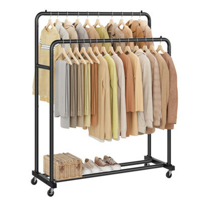 Clothes Rack, Garment Rack on Wheels, Coat Rack, 2 Lockable Wheels ...