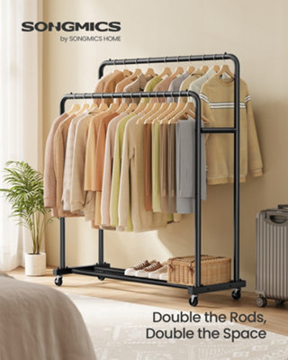Clothes Rack, Garment Rack on Wheels, Coat Rack, 2 Lockable Wheels ...