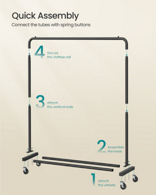 CLOTHES RACK, GARMENT RACK ON WHEELS, COAT RACK, 2 LOCKABLE WHEELS ...