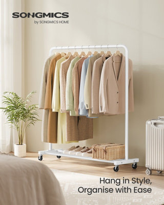 Clothes Rack, Garment Rack on Wheels, Coat Rack, 2 Lockable Wheels ...