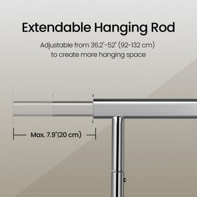 Clothes Rack on Wheels, Heavy Duty Clothes Rail, with Extendable ...