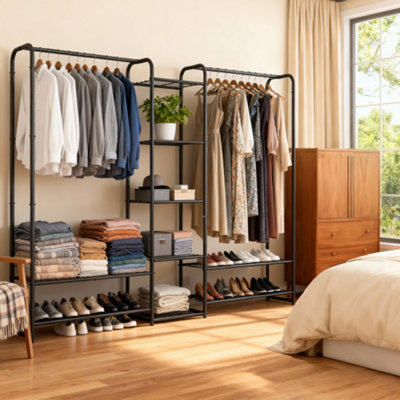 Clothes Rack, Open Wardrobe, 29 x 183 x 158.4 cm, Clothes Rail, Coat ...