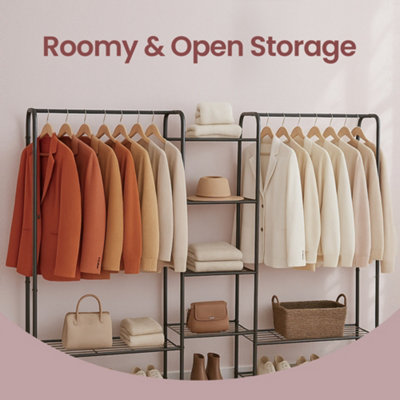 Clothes Rack, Open Wardrobe, 29 x 183 x 158.4 cm, Clothes Rail, Coat ...