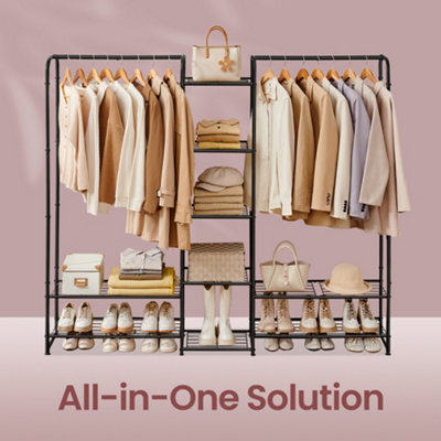 Clothes Rack, Open Wardrobe, 29 x 183 x 158.4 cm, Clothes Rail, Coat ...