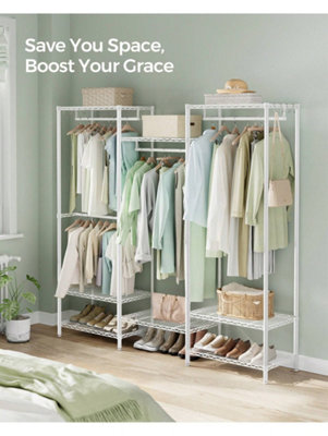 Clothes Rack, Open Wardrobe for Bedroom, Metal Clothes Rails with ...
