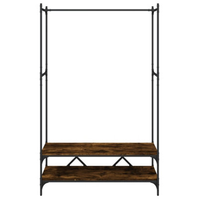Clothes Rack with Shelves Smoked Oak Engineered Wood