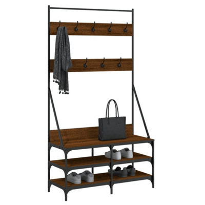 Clothes Rack with Shoe Storage Brown Oak 100x40x184 cm