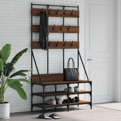 Clothes Rack with Shoe Storage Brown Oak 100x40x184 cm