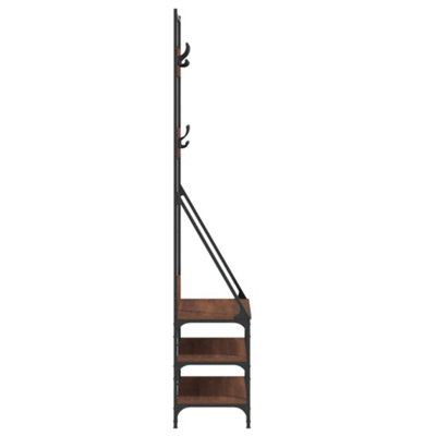 Clothes Rack with Shoe Storage Brown Oak 72x34x184 cm