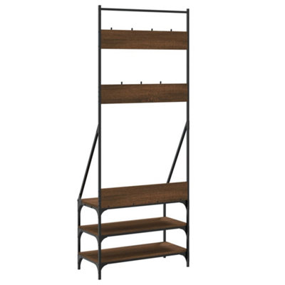 Clothes Rack with Shoe Storage Brown Oak 72x34x184 cm