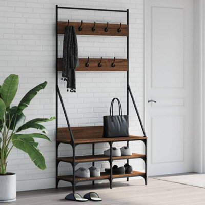 Buy Clothes Rack with Shoe Storage Brown Oak 90x34x184 cm at B&Q