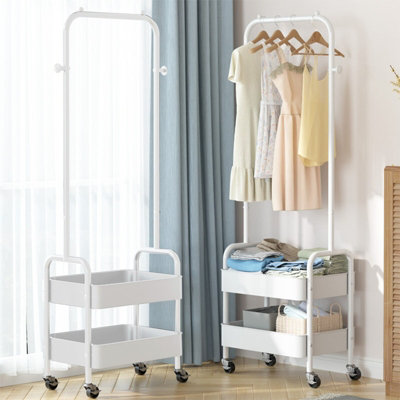 Double Rods Clothing Rack With Wheels,Clothing Organizer For