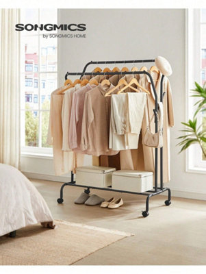 Clothes Rail, Clothes Rack, Double Clothes Hanging Rail, Heavy-Duty ...