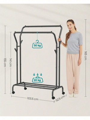 Clothes Rail, Clothes Rack, Double Clothes Hanging Rail, Heavy-Duty ...