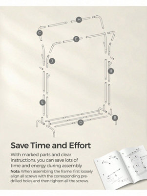 Clothes Rail, Clothes Rack, Double Clothes Hanging Rail, Heavy-Duty ...