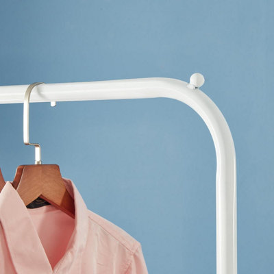 Clothes Rail Garment Rack With Shoe Storage Shelf Adjustable Feet Easy Assembly White - 5