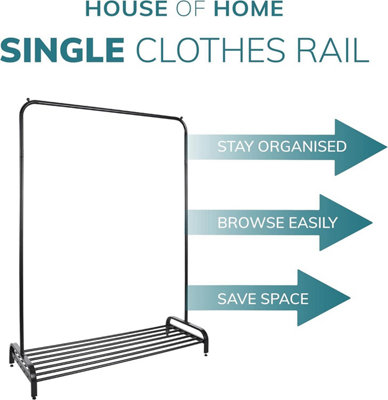 Clothes Rail Garment Rack With Shoe Storage Shelf Adjustable Feet Easy Assembly White - 6