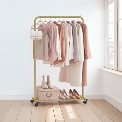 Clothes Rail with Lockable Wheels, Clothes Rack, Hanging Rail with ...