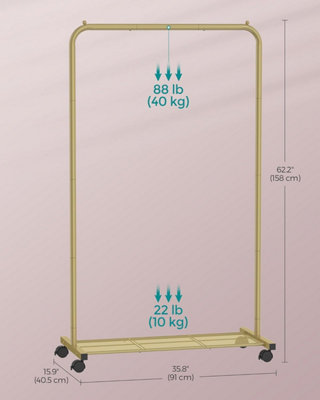 Clothes Rail with Lockable Wheels, Clothes Rack, Hanging Rail with ...