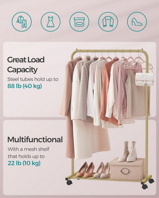 Clothes Rail with Lockable Wheels, Clothes Rack, Hanging Rail with ...