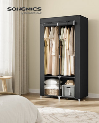 Clothes Wardrobe, Portable Closet, Garment Organiser Rack with 2 ...