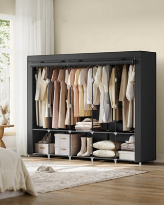 Clothes Wardrobe, Portable Closet, Garment Organiser Rack with 5 ...