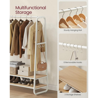 Clothing Storage Rack with Shelves, Garment Rail with Hooks, Bedroom ...