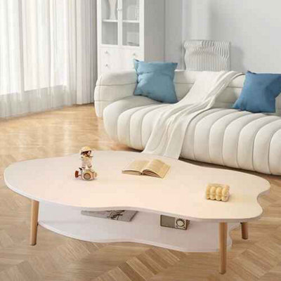 Cloud Coffee Table Wood Composite 2 Tier Living Room Tea Table, White
