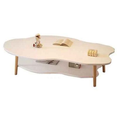 Cloud Coffee Table Wood Composite 2 Tier Living Room Tea Table, White