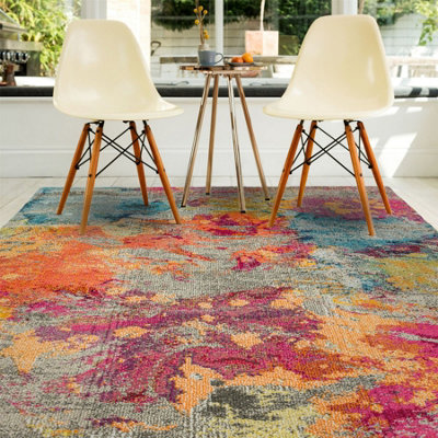 Cloud Galactic Abstract Geometric Modern Cotton Backing Rug for Living ...