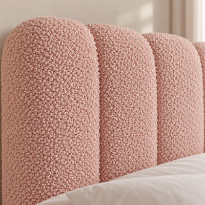 Cloud Teddy Boucle Bubble Fabric Bed Frame - Upholstered No Storage Bed ...