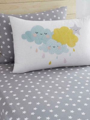 Clouds and Stars Double Fitted Sheet and Pillowcase Set