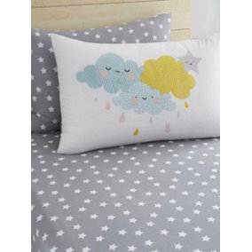 Clouds and Stars Double Fitted Sheet and Pillowcase Set