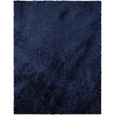 Cloudy Shaggy-Solid Color Dark Blue Plush Soft Pile Living Bedroom Rug ...