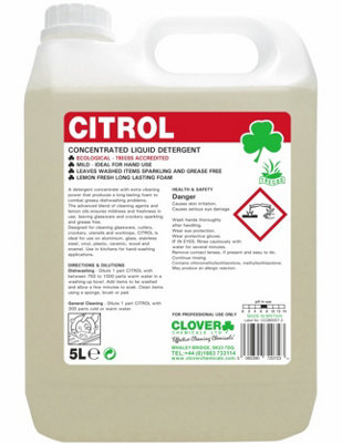 Clover Chemicals Citrol Lemon Washing Up Liquid 5l