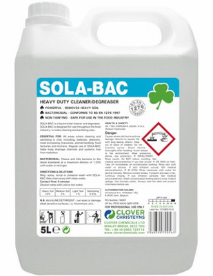 Clover Chemicals Sola-Bac Heavy Duty Bactericidal Cleaner 5l