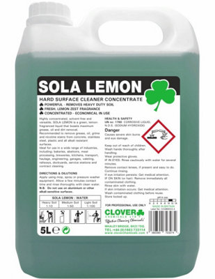 Clover Chemicals Sola Lemon Hard Surface Cleaner 5l