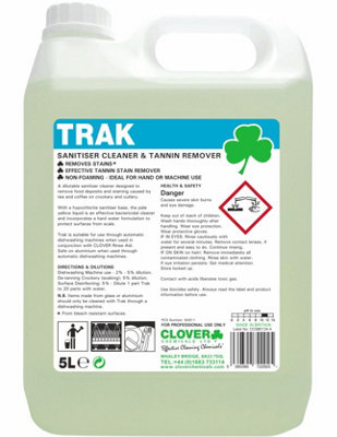 Clover Chemicals Trak Sanitiser Cleaner - Destainer and Deodoriser 5l