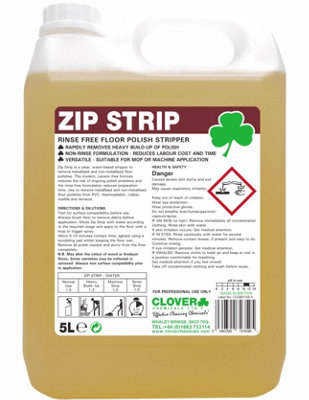 Clover Chemicals Zip Strip Rinse-Free Floor Polish Stripper 5l