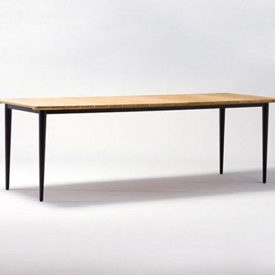 Cloverly 8 Seat Rectangular Dining with Teak Table in Charcoal