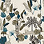 Club Botanique Leopard Wallpaper Teal Rasch 540345