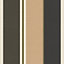 Club Botanique Stripe Wallpaper Black / Beige Rasch 539042