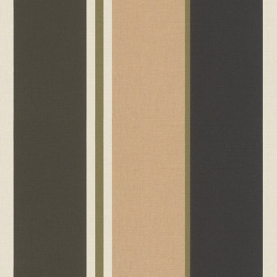 Club Botanique Stripe Wallpaper Black / Beige Rasch 539042