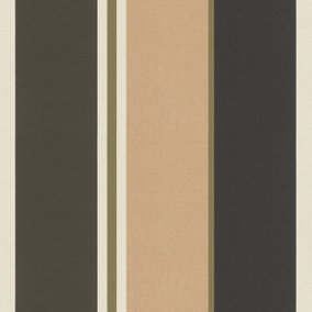 Club Botanique Stripe Wallpaper Black / Beige Rasch 539042
