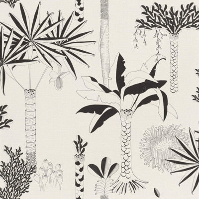 Club Botanique Textured Wallpaper Black White Non Woven Paste The Wall Vinyl