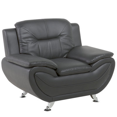 Club Chair Faux Leather Grey LEIRA