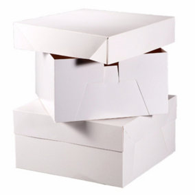 Club Green Square Cake Boxes (Pack of 10) White (8in)