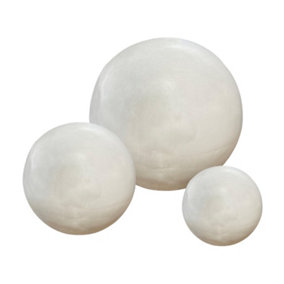 Cluster Set of 3 IDEALIST Concrete Effect White Washed Outdoor Garden Decorative Balls: D22 H20 cm + D30 H28 cm + D40 H38 cm